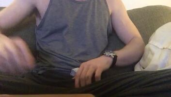 You wanna see what I got? Play with my hard cock through my sweatpants ;)