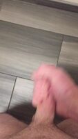 Cumming on a public bathroom floor