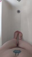 POV peeing on her feet in the shower