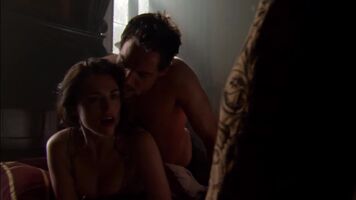 Katie McGrath liking the plot from behind in The Tudors