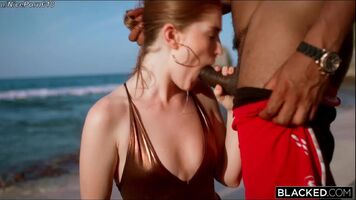 Just two best friends on vacation passionately sucking big black cock