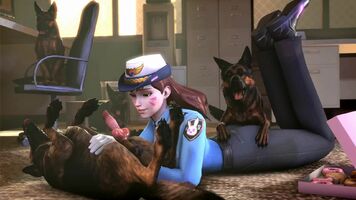 D.Va playing with the K9 units