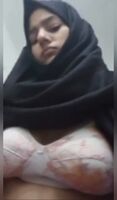 Horny hijabi muslim girl shows her milky boobs